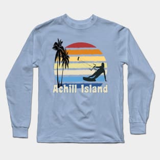 Achill Island Ireland Kitesurfing Kite surfer Beach Long Sleeve T-Shirt